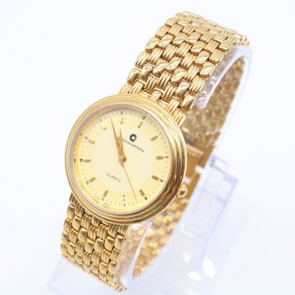 J.B Champion Watch Mens Gold Tone Stainless Steel Classic Beige Dial Swiss Movt - Picture 4 of 8